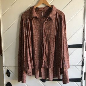 Free People Flowing Button-Up Blouse